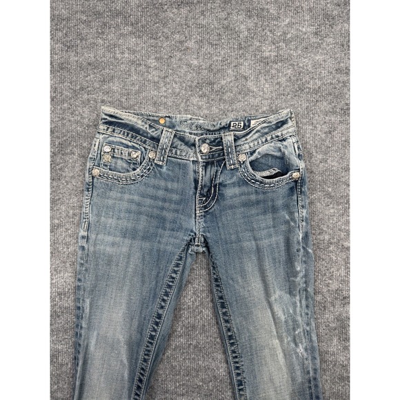 Miss Me Bootcut Jeans Women's 25 JW6207B Blue Embellished Flap Pocket Denim - Picture 15 of 16